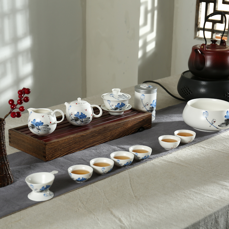 Rather uncommon kung fu tea set a complete set of household ceramics up with inferior smooth teapot teacup tureen tea pot set