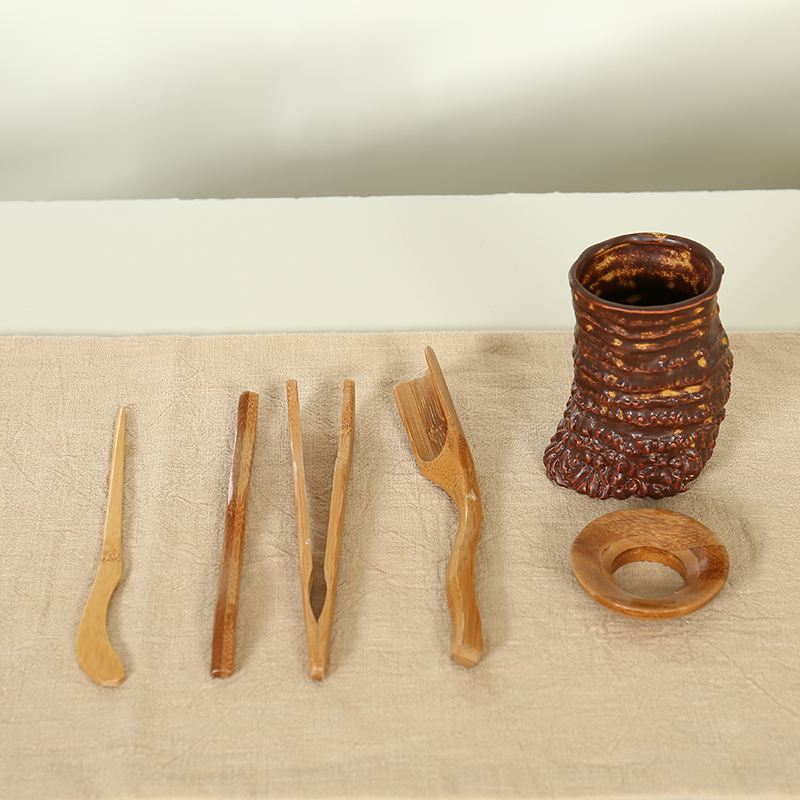 Rather uncommon tea six gentleman coarse ceramic tea set tea accessories ChaZhen ChaGa tea spoon