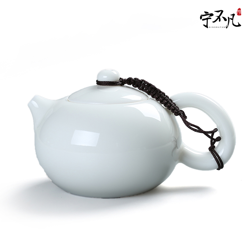 Rather uncommon ceramic teapot dehua white porcelain ivory white Chinese white jade porcelain single pot hand teapot