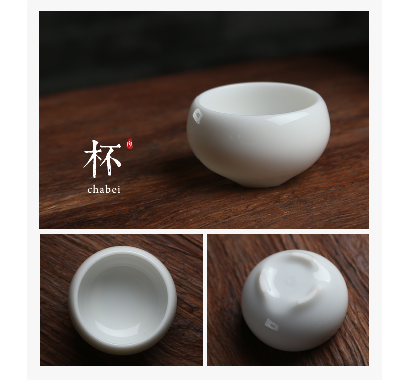 Dehua white porcelain tea set suit only three tureen kunfu tea cup teapot xi shi pot of a complete set of gift boxes