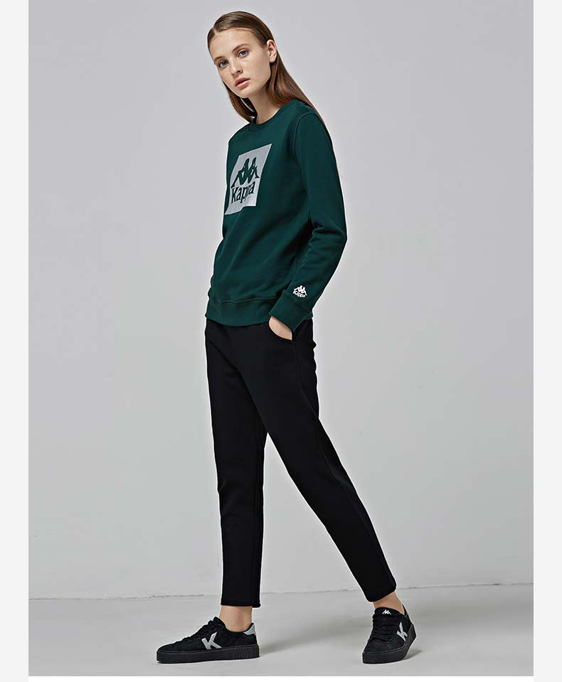 KAPPA Áo thun thể thao nữ Kappa Áo thun cổ tròn dài tay giản dị | K0862WT13 - Thể thao lông cừu / jumper áo hoodie one piece