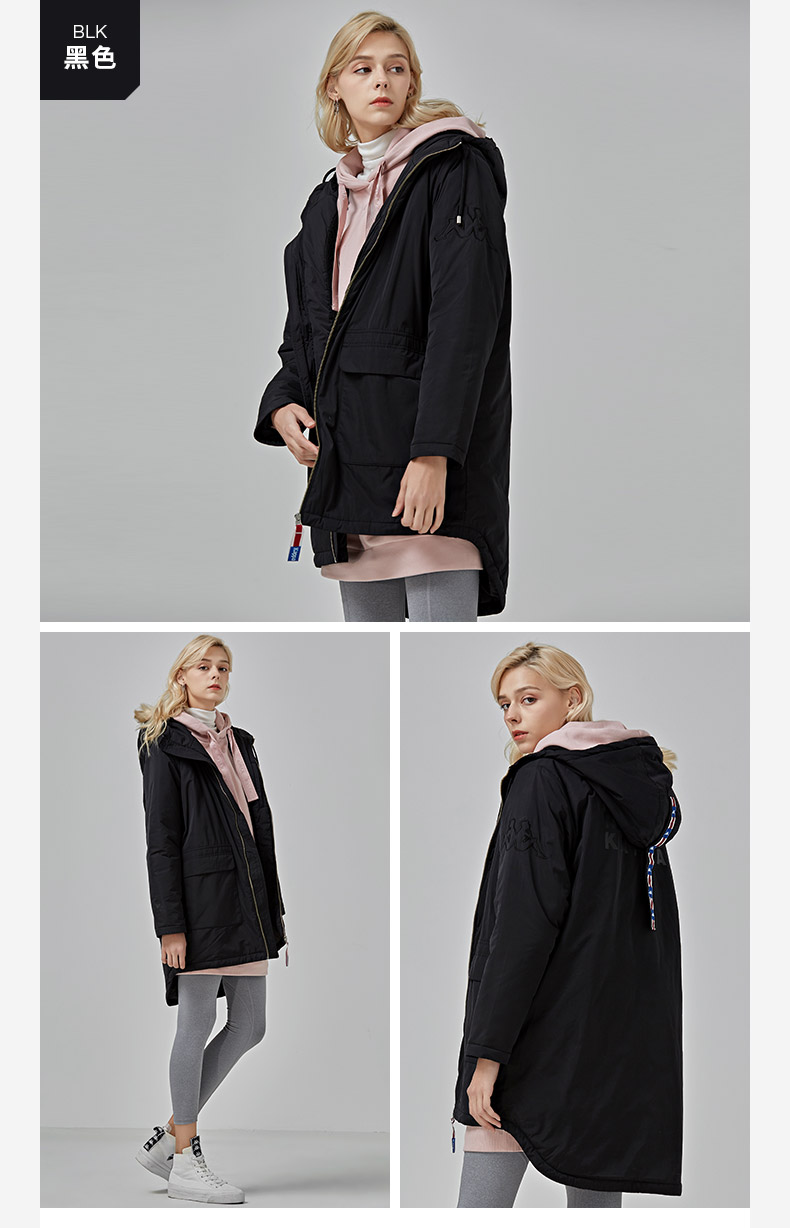 Áo khoác cotton mùa đông KAPPA Áo khoác cotton cho nữ trong phần dài | K0862MM11 - Quần áo độn bông thể thao áo phao cho bé gái
