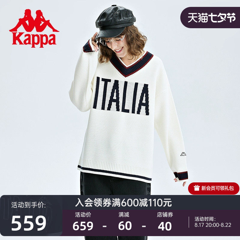 Kappa Capa sleeve head sweater autumn lovers men and women V-collars American vintage retro casual coat-Taobao