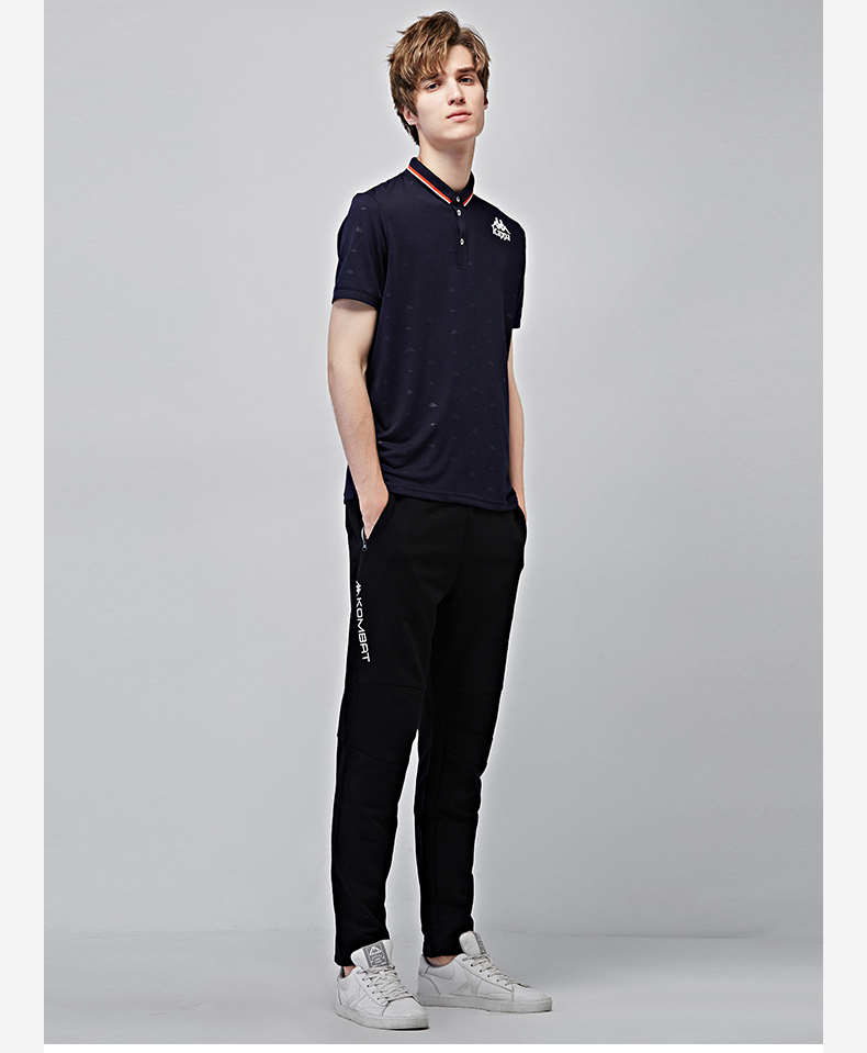 Kappa của nam giới thể thao ngắn tay T-Shirt couple POLO áo mồ hôi thấm quần áo tập thể dục | K0712PD03D áo polo đen