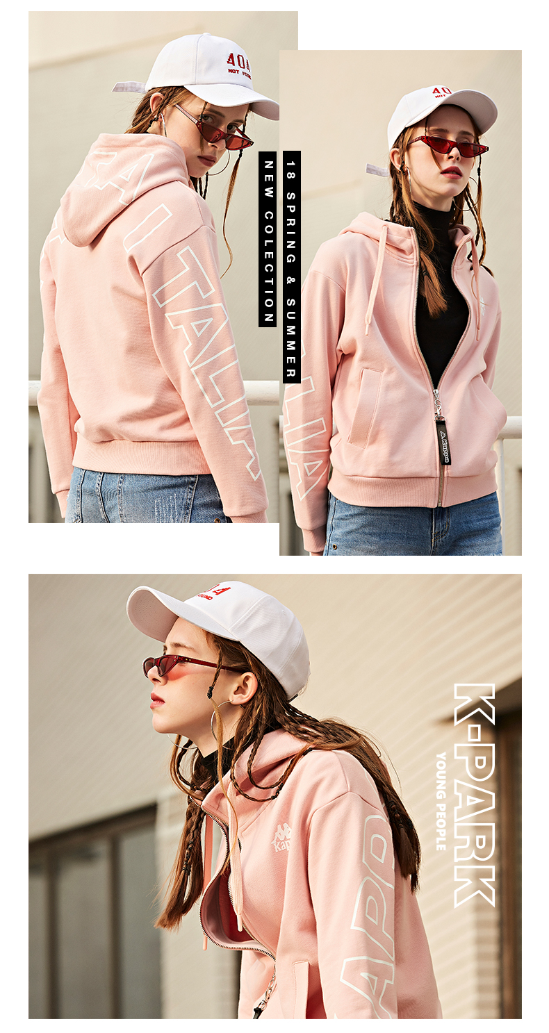 KAPPA Áo khoác thể thao nữ Kappa Áo len dệt kim thông thường Áo len cardigan | K0825MK22D - Thể thao lông cừu / jumper hoodie hồng