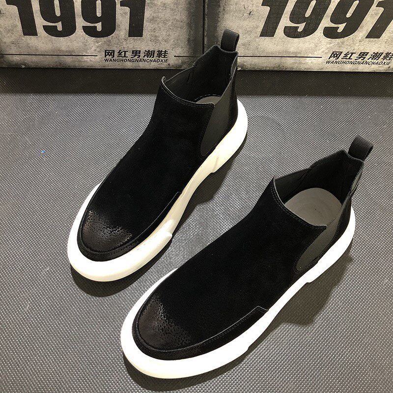 Spirit small guys shoes Martin boots High cylinder shoes casual shoes Black Shoe Men's version 100 hitch currents heightening fall men's shoes