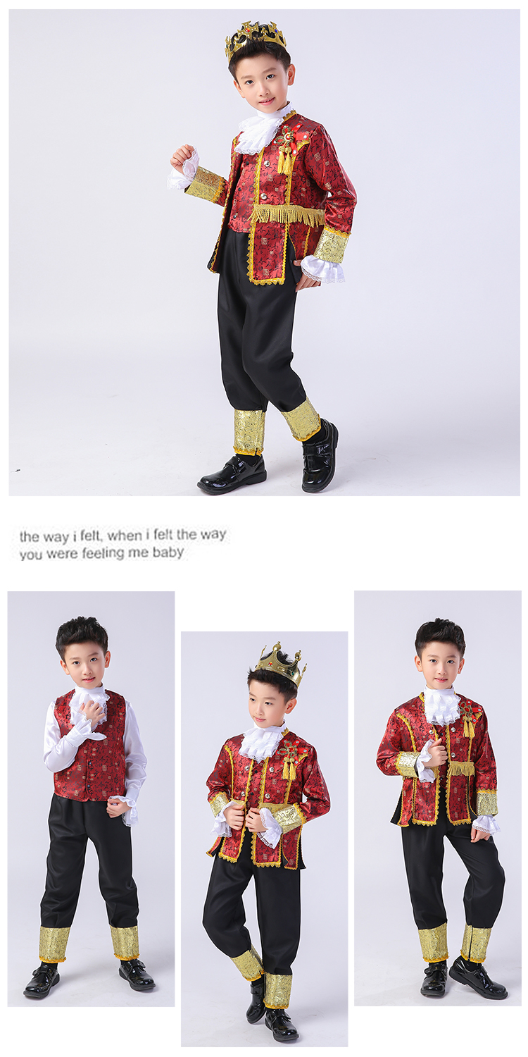 Trẻ em Halloween Giáng sinh Tòa án Châu Âu Hoàng tử Trang phục Hoàng gia Trang phục quý tộc Châu Âu Trang phục biểu diễn của nam giới áo len bé trai