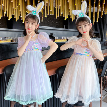 Childrens Clothing Kids Skirt 2022 Summer Girls Nailed Star Delu Cartoon Gauze Skirt Female Treasure Little Sweetheart Princess Dress Burst