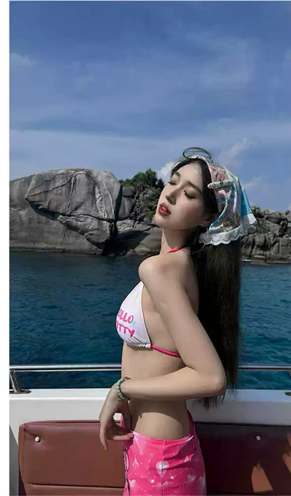 Japanese cute retro fuchsia sexy belt for students, swimwear