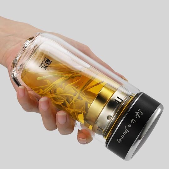 Fuguang Double-Layer Popular Glass Cup for Men, High-Temperature Resistant Tea Cup, Portable Water Cup, New Style High-Value Cup for Women