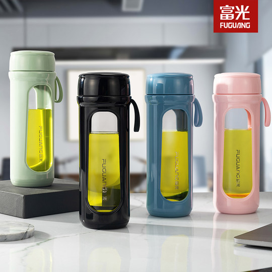 Fuguang Single-Layer Heat-Resistant Glass Cup for Office, Explosion-Proof and High-Temperature Resistant Tea Cup, High Borosilicate Cup with Lid and Filter