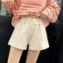 Quần short nữ mùa đông 2018 mới rộng cạp cao hoang dã thon gọn len giản dị mùa thu và quần thun mùa đông Quần short
