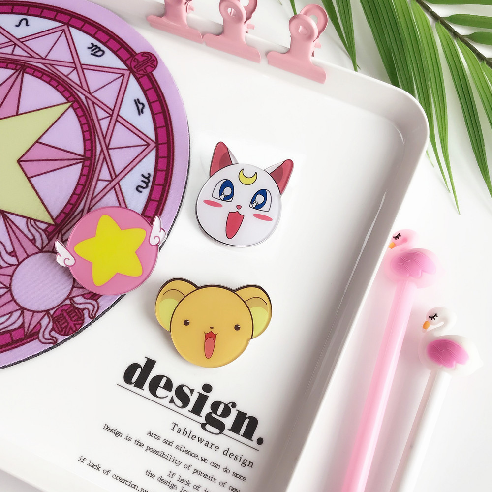 Man Miliang Sakura Badge Thủy thủ Mặt trăng Trâm Luna Little Amitmis Magic Card Girl Anime ghim cài áo vest nam Gucci