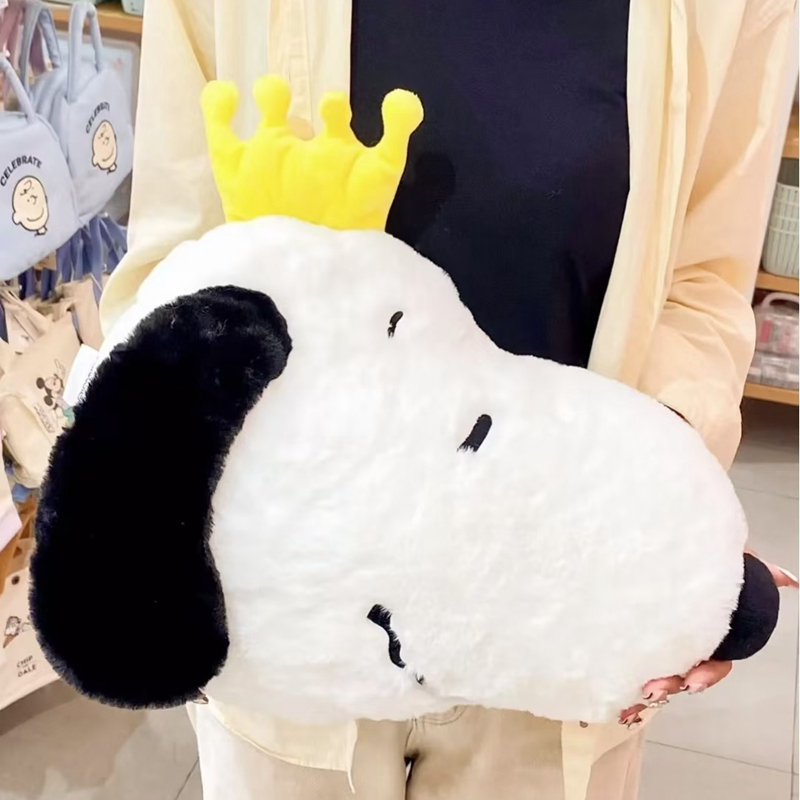 Cute Crown Snoopy Pillow Charlie Brown Cushion Plush Toy Sleeping Pillow Gift for Girls and Children