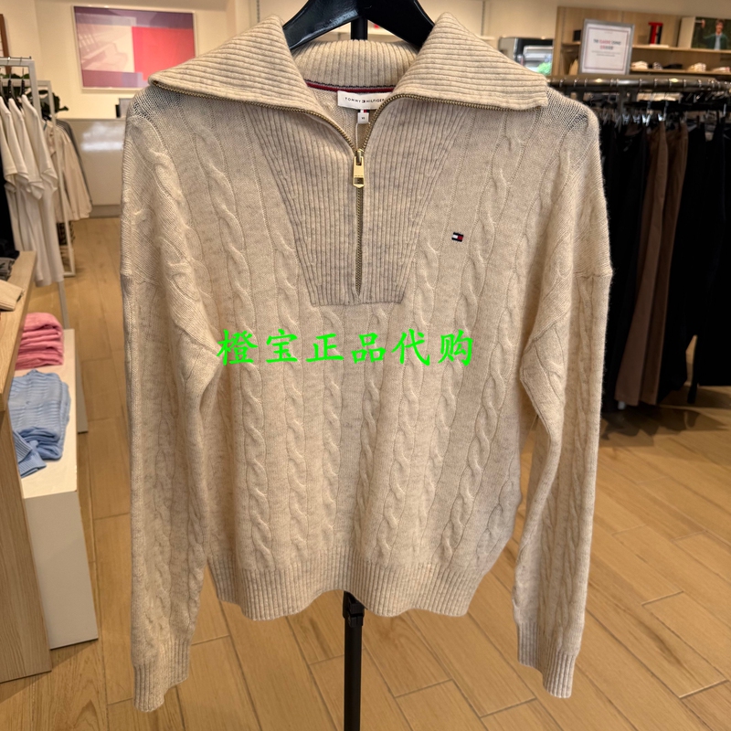 Xw09923 Tommy26 New Autumn Women's Cable-Knit Casual Half-Zip Wool Sweater Knit Sweater Xw09923 Tommy26 New Autumn Women's Cable-Knit Casual Half-Zip Wool Sweater Knit Sweater