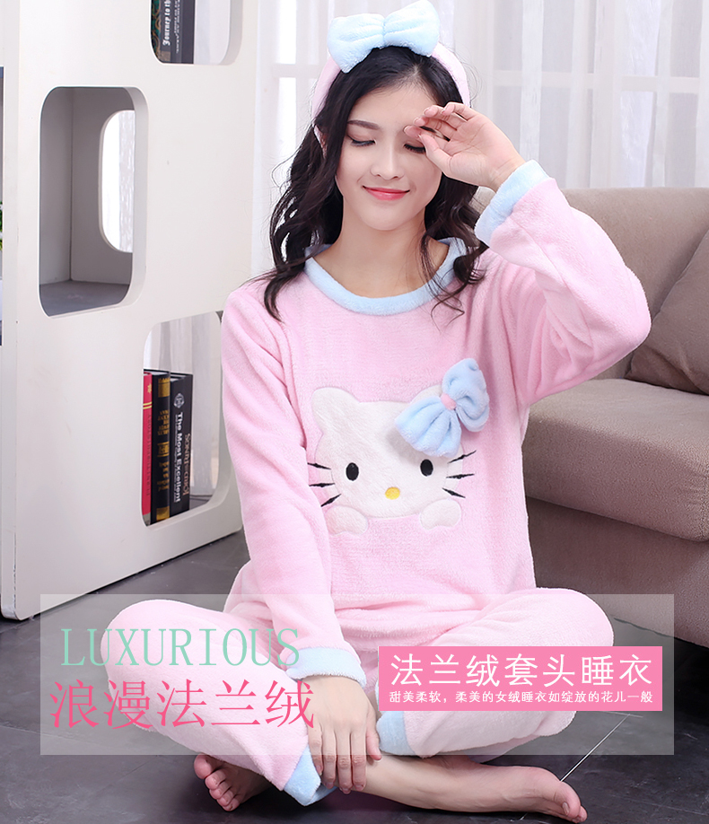 Bộ đồ ngủ cha mẹ con mùa đông san hô nhung mẹ và con gái gia đình ba phần mỏng flannel mẹ và con mùa thu mặc ấm áp kiểu áo đồ bộ