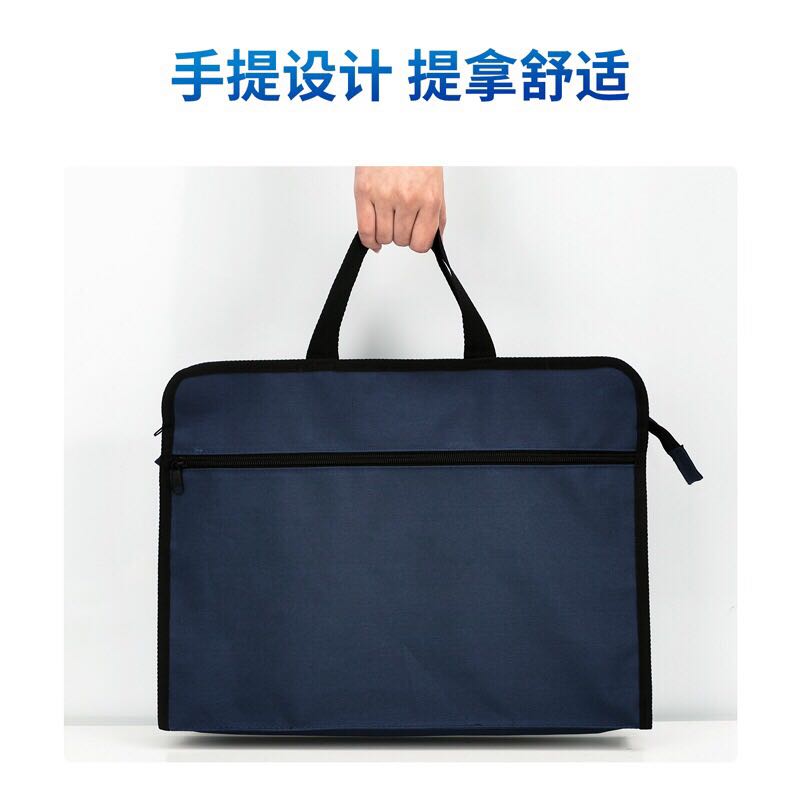 Deli file bag canvas bag A4 handbag information bag business zipper multi-layer men's office bag document bag