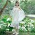 Yi Er Le chính hãng đồ ngủ phụ nữ mùa thu thêu retro phong cách Trung Quốc váy ngủ dệt cotton áo choàng dài tay - Night Robe Night Robe