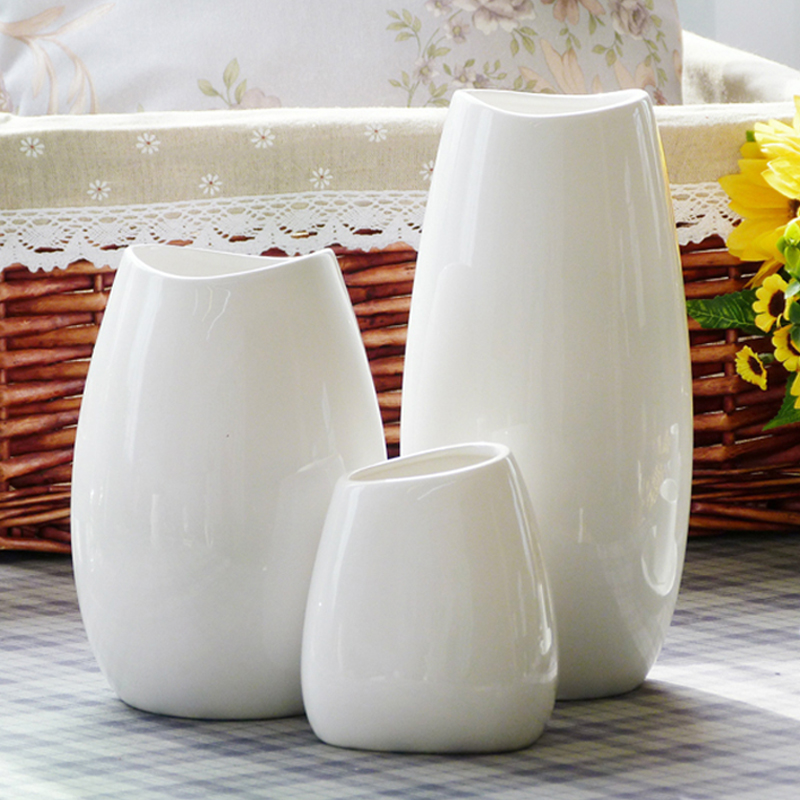 Small number Jingdezhen modern pure white ceramic vases Living room Drying flower inserts for flower-and-flower-ware tables decorations floral display