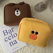 Korea ins cartoon cosmetic bag large capacity Sally chicken travel portable storage bag hand wash bag girl bag