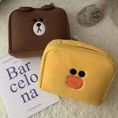Korea ins cartoon cosmetic bag large capacity Sally chicken travel portable storage bag hand wash bag girl bag