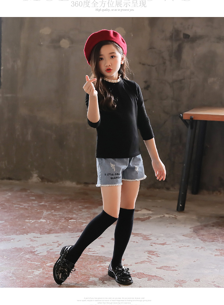 Áo thun bé gái 2018 mùa đông mới cộng với áo nhung dày cao cổ áo cotton trẻ em nước ngoài Áo thun bé gái quần áo trẻ sơ sinh