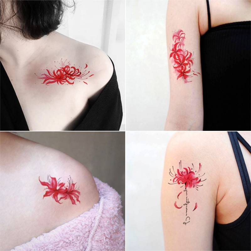 Manchu Chauhua shore patterned body patch waterproof female persistent simulation of ancient wind meritocratic and sexy collarbone flower stickers