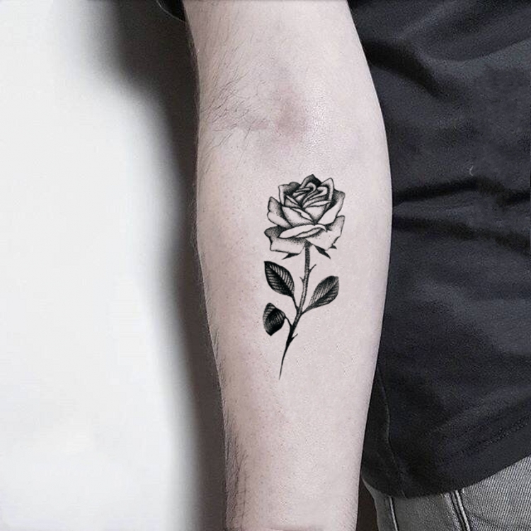 Today's Star Dark Department Ins Tattoo Sticker Elegant Flowers Waterproof men and women lasting dark black and white calf arms