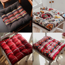 Vintage cotton and hemp chair cushion chair cushion Office teahouse thickened car cushion Winter warm stool cushion