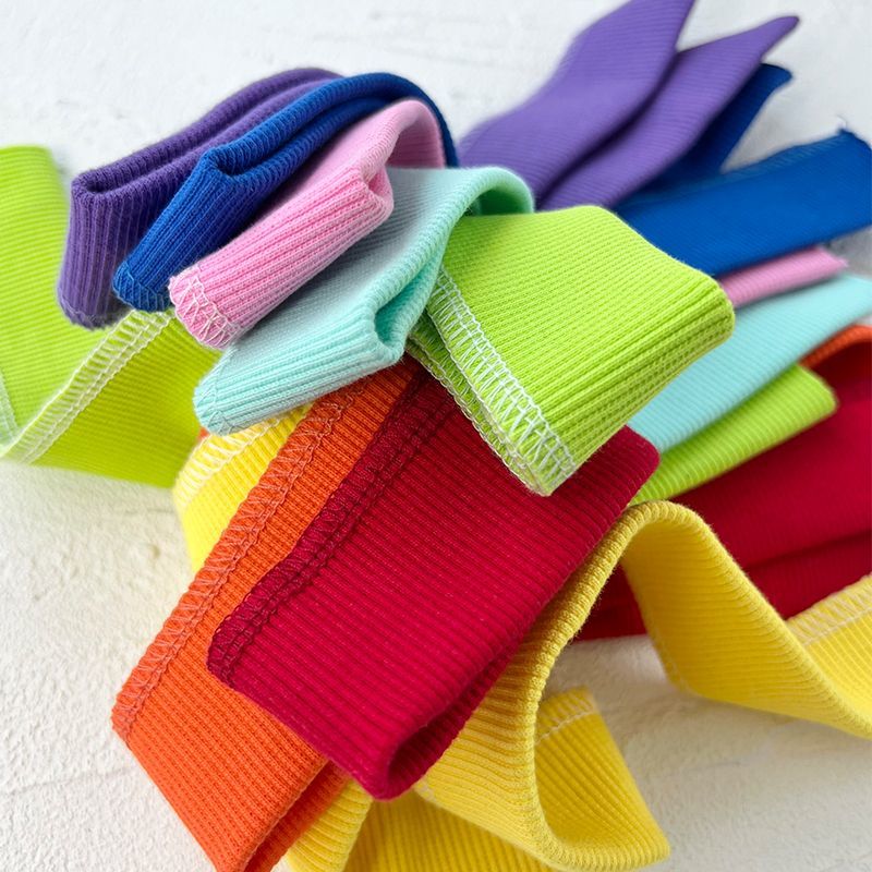 T-Shirt with Thin Ribbed Collar, Interchangeable Collar, Fine Ribbed Fabric, Pure Cotton Hem, Round Neck, Elastic Ribbed Cuffs