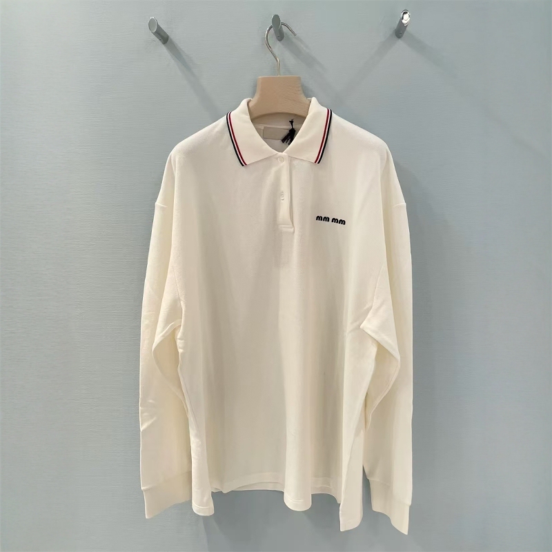 Liituio Haute Couture 25 Spring/Summer New Letter Embroidery Logo Contrast Color Striped Lapel Loose Long Sleeve Polo Shirt Liituio Haute Couture 25 Spring/Summer New Letter Embroidery Logo Contrast Color Striped Lapel Loose Long Sleeve Polo Shirt
