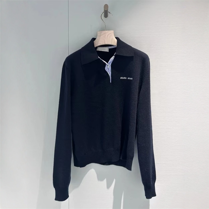 Liituio Haute Couture 25 Early Spring New Style Letter Logo Intarsia Lapel Cashmere Polo Shirt Long-Sleeved Knitwear Liituio Haute Couture 25 Early Spring New Style Letter Logo Intarsia Lapel Cashmere Polo Shirt Long-Sleeved Knitwear