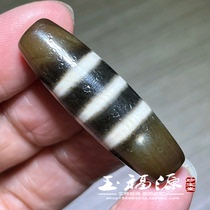 Tibetan agate old Dzi beads thread beads Tibetan authentic agate black and white sugar color three-line Dzi beads bracelet necklace pendant