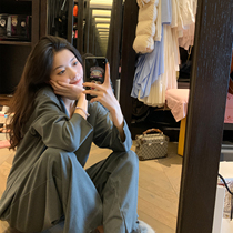 deepv vcruan pajamas female black technology hot card velvet sleep and living home clothes soft and skin-friendly can be worn outside