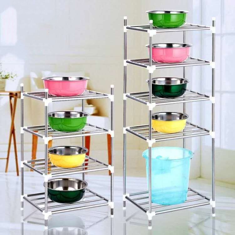 Stainless steel thickened shelve (3 4 5 6 7 layers) finely packed with high kitchenware to contain the pot holder