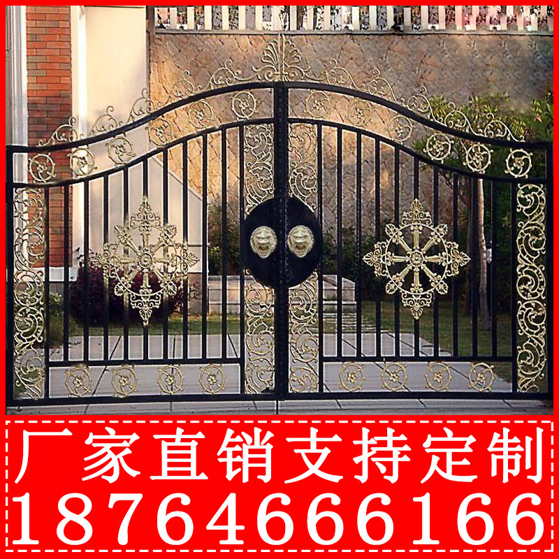Eurostyle Iron Art Grand Doors Courtyard Doors Iron Art Doors Villa Doors Iron Gate Walls Gates Galvanized Double Switch Rust-proof Pair Open Doors