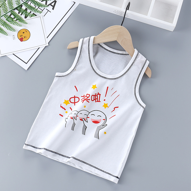 mùa hè bông vest trẻ em phim hoạt hình cho trẻ em không tay áo khoác đơn mảnh nam và nữ trẻ em mỏng của sling ra.