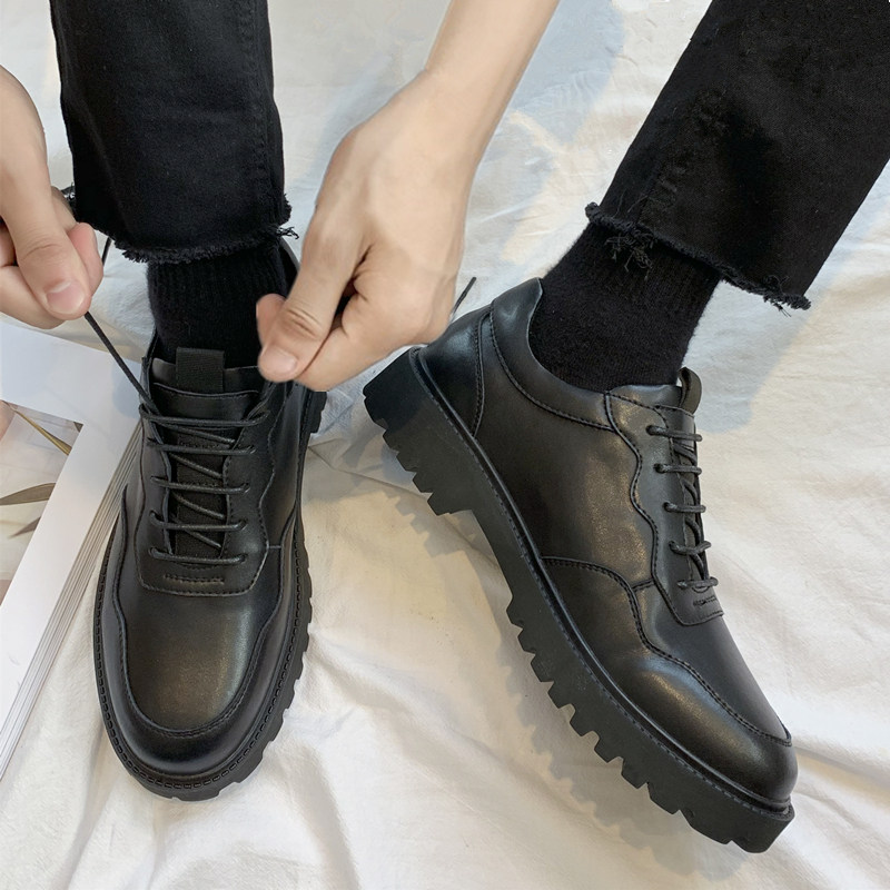 Leather shoes men's casual Korean version trend British all-match autumn new inner heightening business formal wear black suit shoes