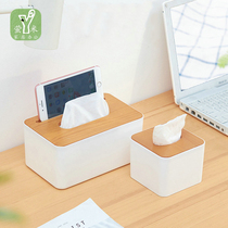 Simple drawing paper box plastic wooden lid living room napkin paper box desktop tissue box roll box paper tissue storage box