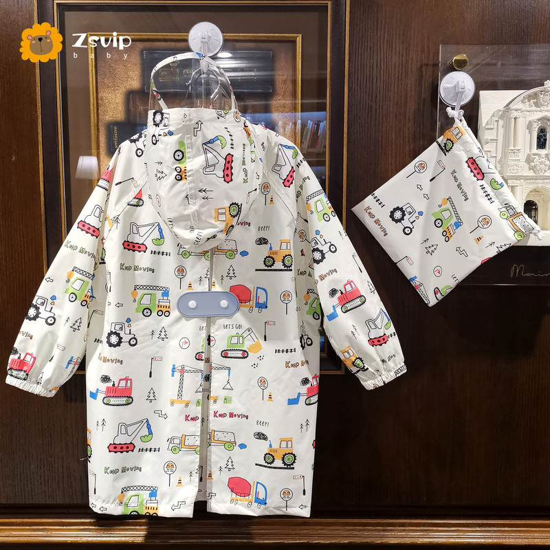 Japanese Children's Raincoat, Quick-Drying, Portable, with Backpack Space, for Elementary School Students and Kindergarten, Mid-Length, Full-Body, Heavy Rain Protection, for School Use