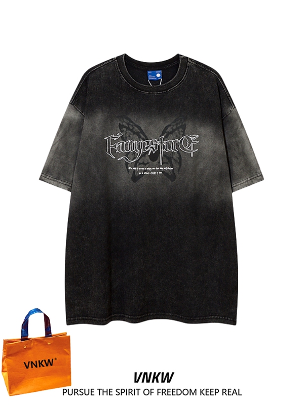 Heavyweight Pure Cotton American-Style Trendy Brand Gradient Vintage Short-Sleeve T-Shirt for Men, Summer Loose Trendy Couple's Versatile Tee Heavyweight Pure Cotton American-Style Trendy Brand Gradient Vintage Short-Sleeve T-Shirt for Men, Summer Loose Trendy Couple's Versatile Tee
