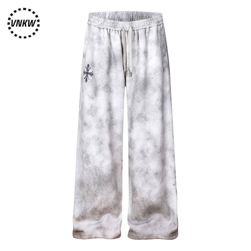 American Retro Tie-Dye Spray-Painted Sports Sweatpants Unisex Loose Wide-Leg Versatile Trendy Brand Jazz Street Dance Casual Long Pants