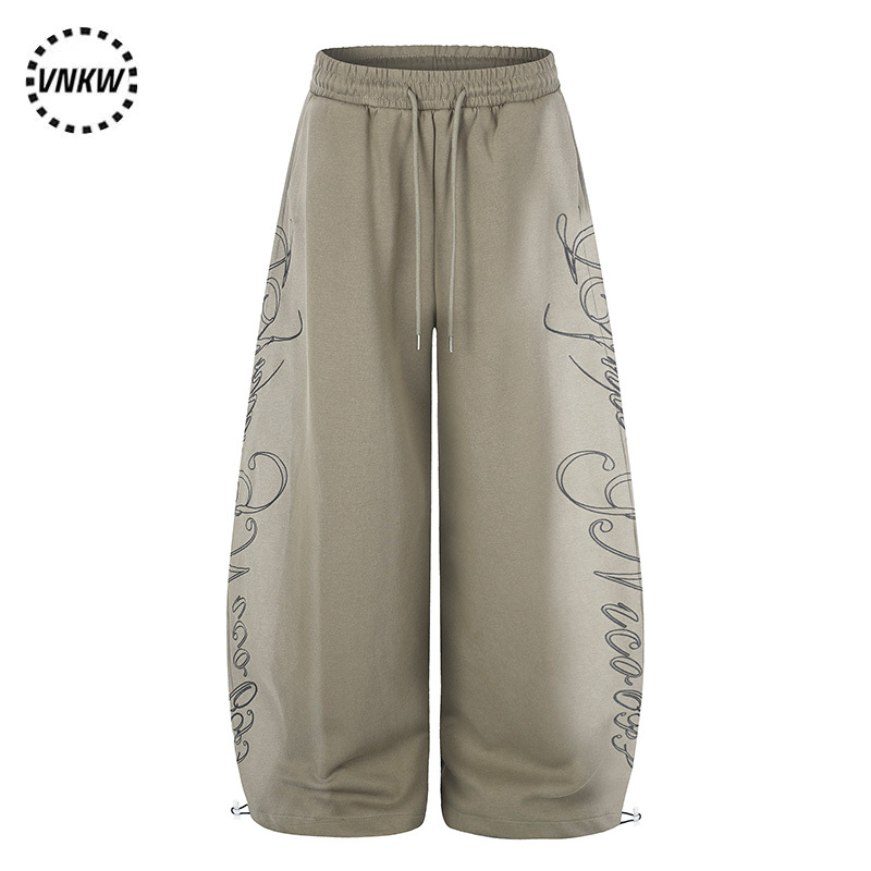 American Retro Letter Embroidery Drawstring Scimitar Sweatpants Unisex Loose Wide-Leg Versatile Slimming Trendy Dance Pants American Retro Letter Embroidery Drawstring Scimitar Sweatpants Unisex Loose Wide-Leg Versatile Slimming Trendy Dance Pants