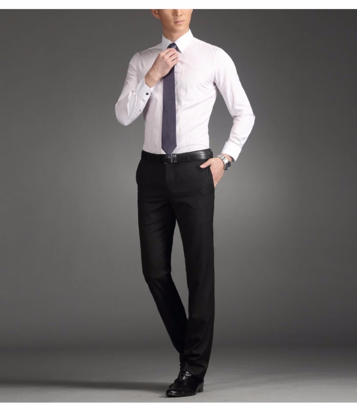 Quần nam thẳng Slim kinh doanh bình thường phù hợp với quần phù hợp với quần nam màu đen chuyên nghiệp làm việc phù hợp với quần lỏng quần tây xám