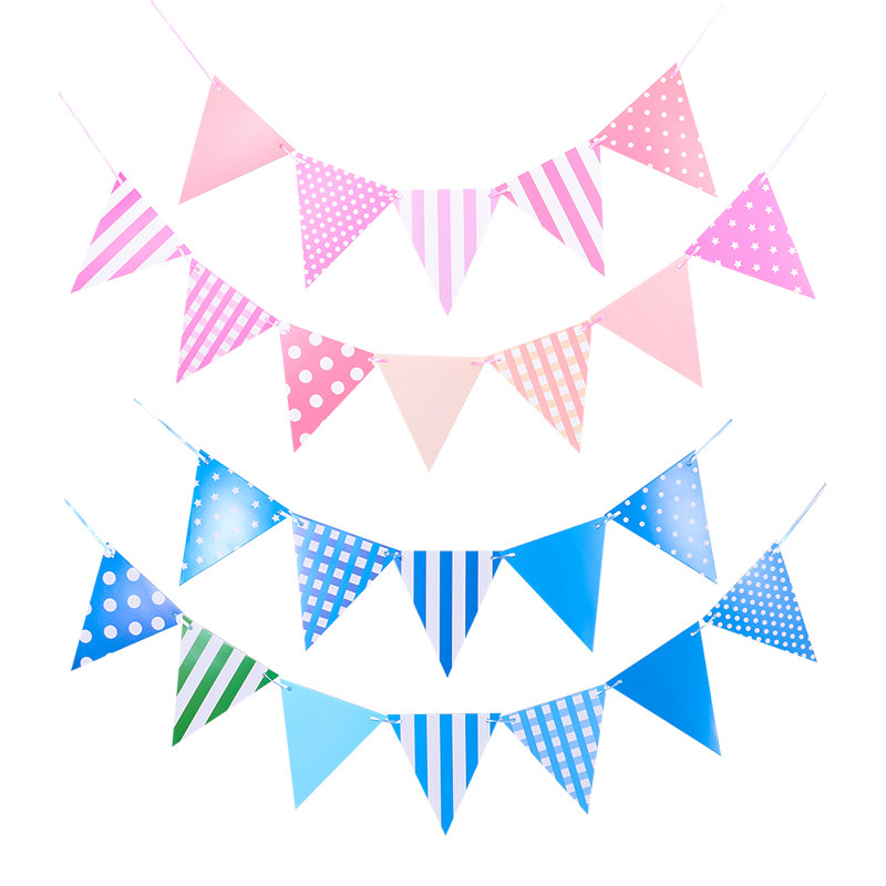 ins flag pennant paper party birthday decoration cartoon bunting flag pull flag kindergarten scene layout supplies