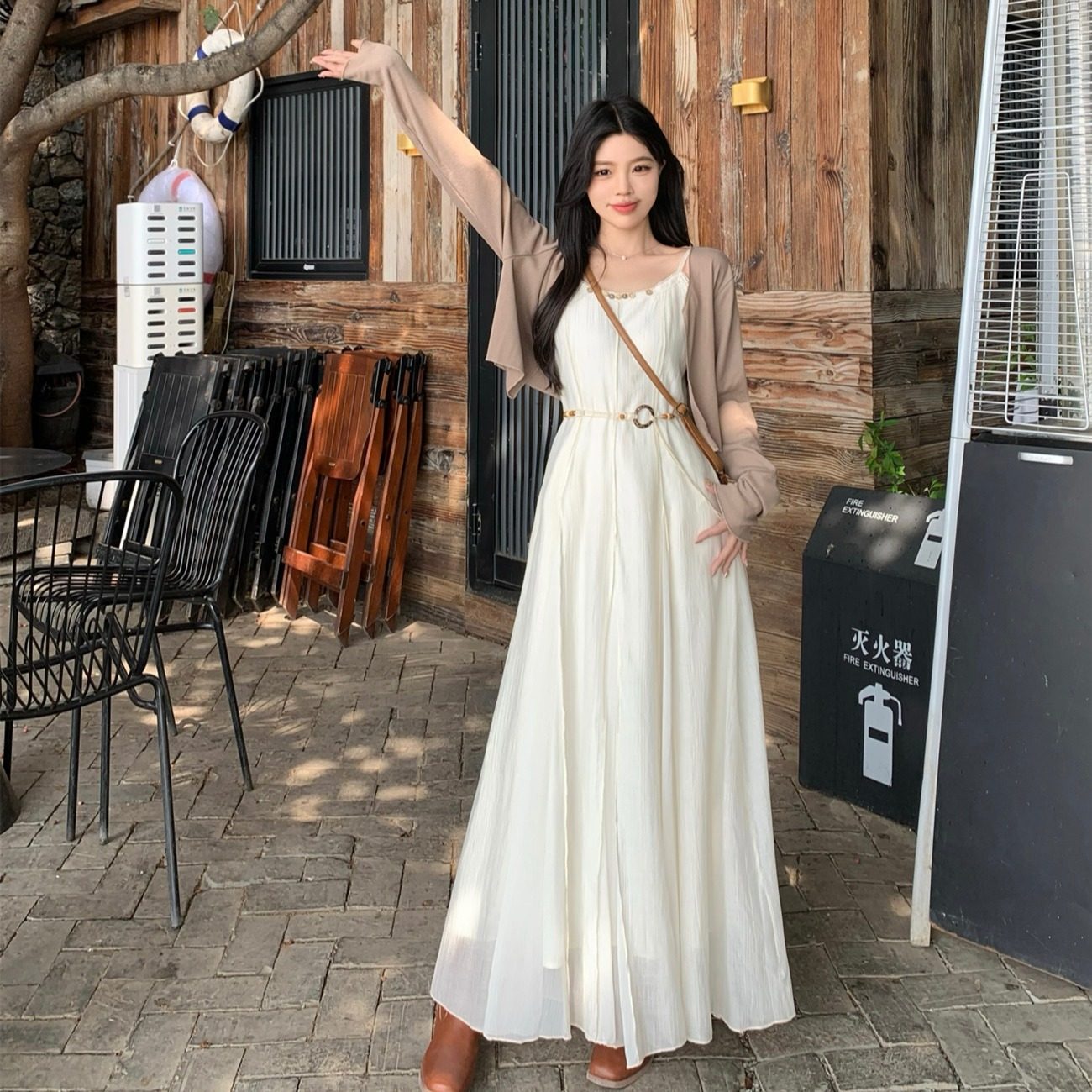 knee length dresses for ladies Zircon Maxi dress and Cardigan Set – MiMi-Michelle Boutique main image 1