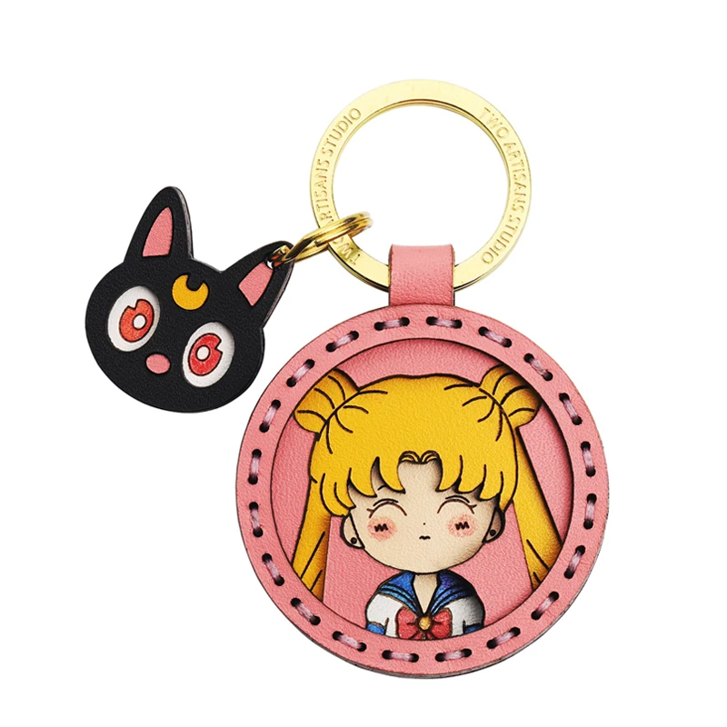 Keychain, bag handmade, Sailor Moon, genuine leather