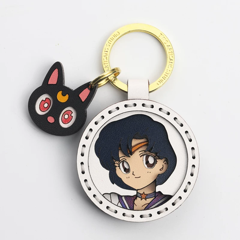 Keychain, bag handmade, Sailor Moon, genuine leather