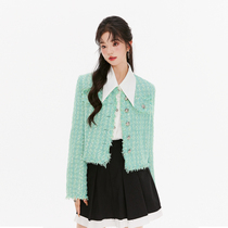 Single Row Buttoned Round Collar Short small Fragrant Wind Jacket Personality 100 lap blouses