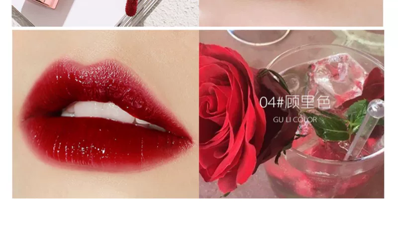 Ins super fire lip glaze giữ ẩm lâu dài dì Gu Li màu đỏ cuốn sách nhỏ màu đỏ Li Jiaqi khuyên dùng son bóng cho học sinh - Son bóng / Liquid Rouge